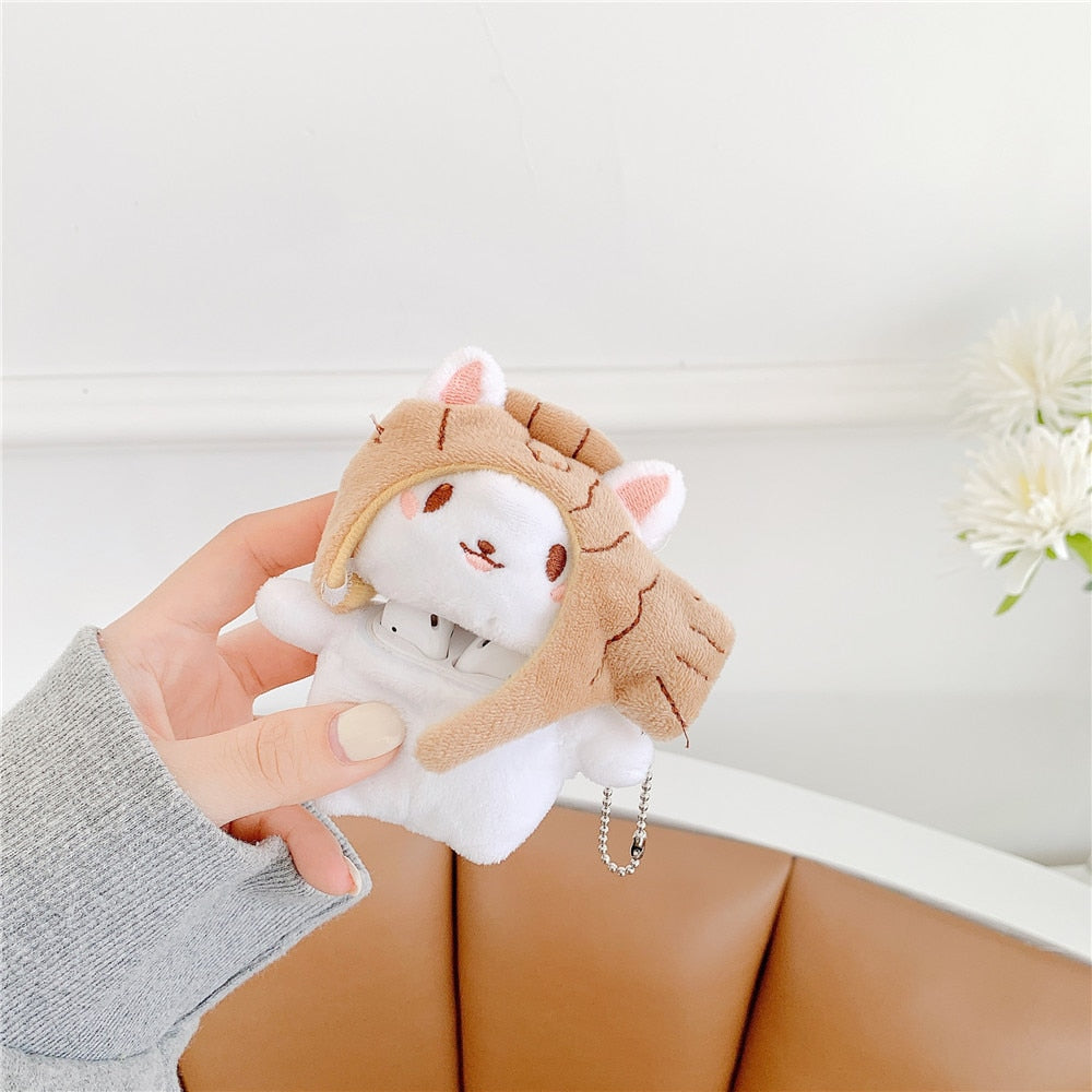 3D Cat plush AirPod Case - airpods 1 2 - Cat airpod Case