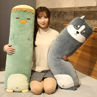 Long Animal Plush Body Pillow, Dinosaur, Pig, Bunny, Bear and More