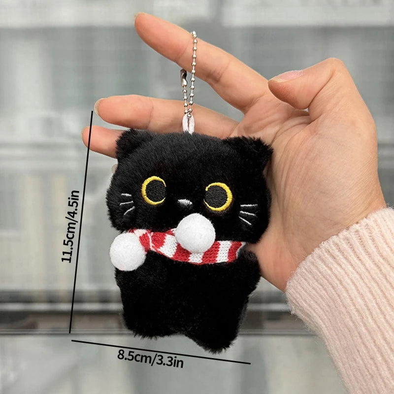 Black Cat Plush Keychain Bag Charm for Cat Lovers