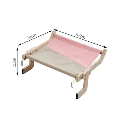 Cat Window Hammock with Wooden Frame and Washable Canvas