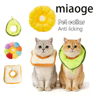 Soft Cat Recovery Collar, Plush Toast, Avocado or Flower Cone Alternative