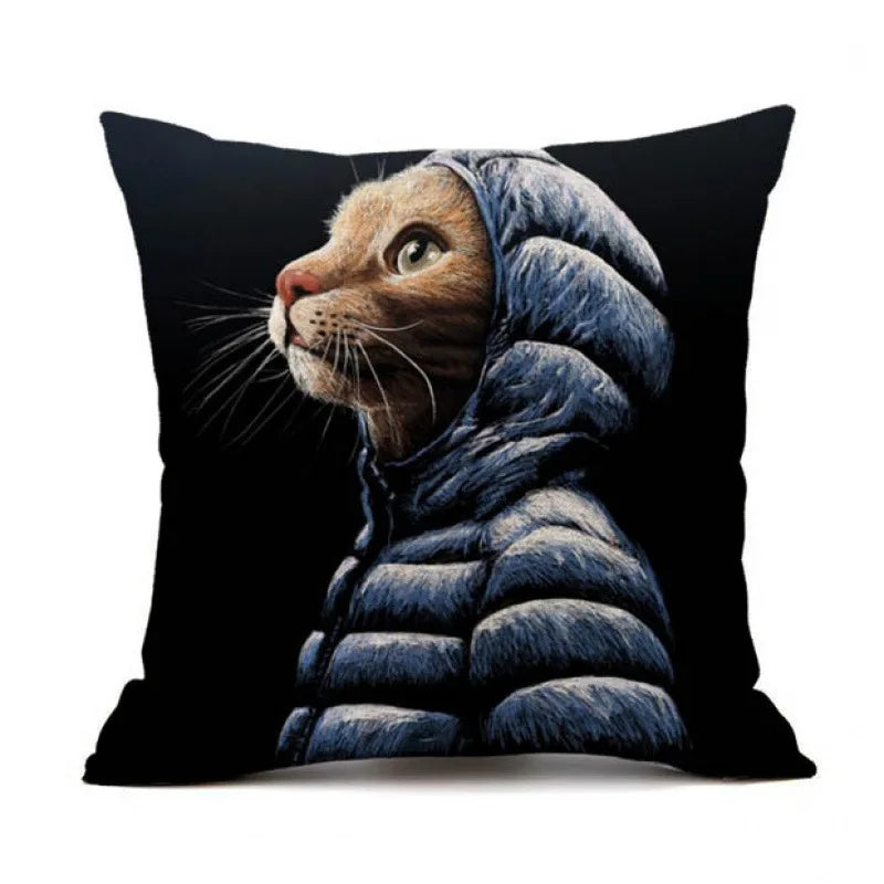 Cartoon Cat Cushion Cover, Peach Skin Throw Pillow Case 7 Sizes