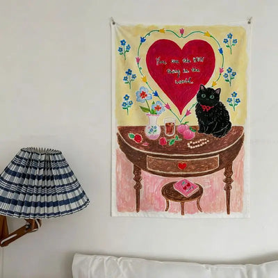 Cute Kitten Inspirational Tapestry for Bedroom Wall Decor