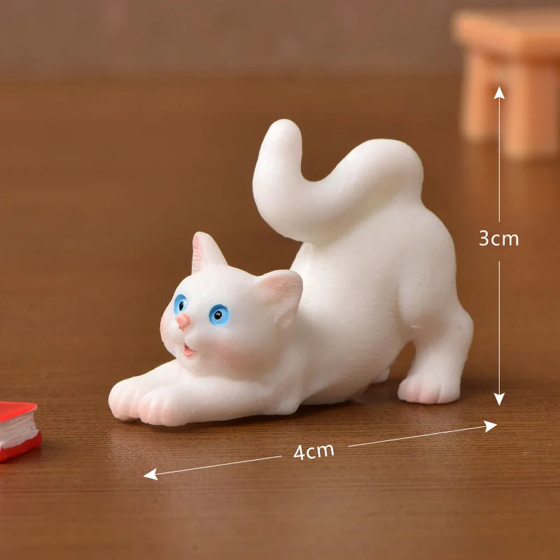 Miniature Resin Cat Figurine for Fairy Gardens and Dollhouses