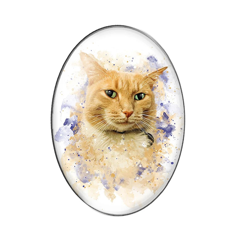 Persian Cat Glass Cabochons, 10 Pack Oval Photo Domes for DIY Jewelry