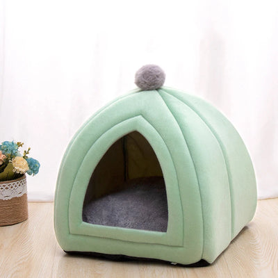 Covered Cat Tent House Bed with Coral Velvet Lining