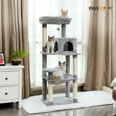 5-Level Cat Tree for Large Cats with 20 lb Hammock and Condo