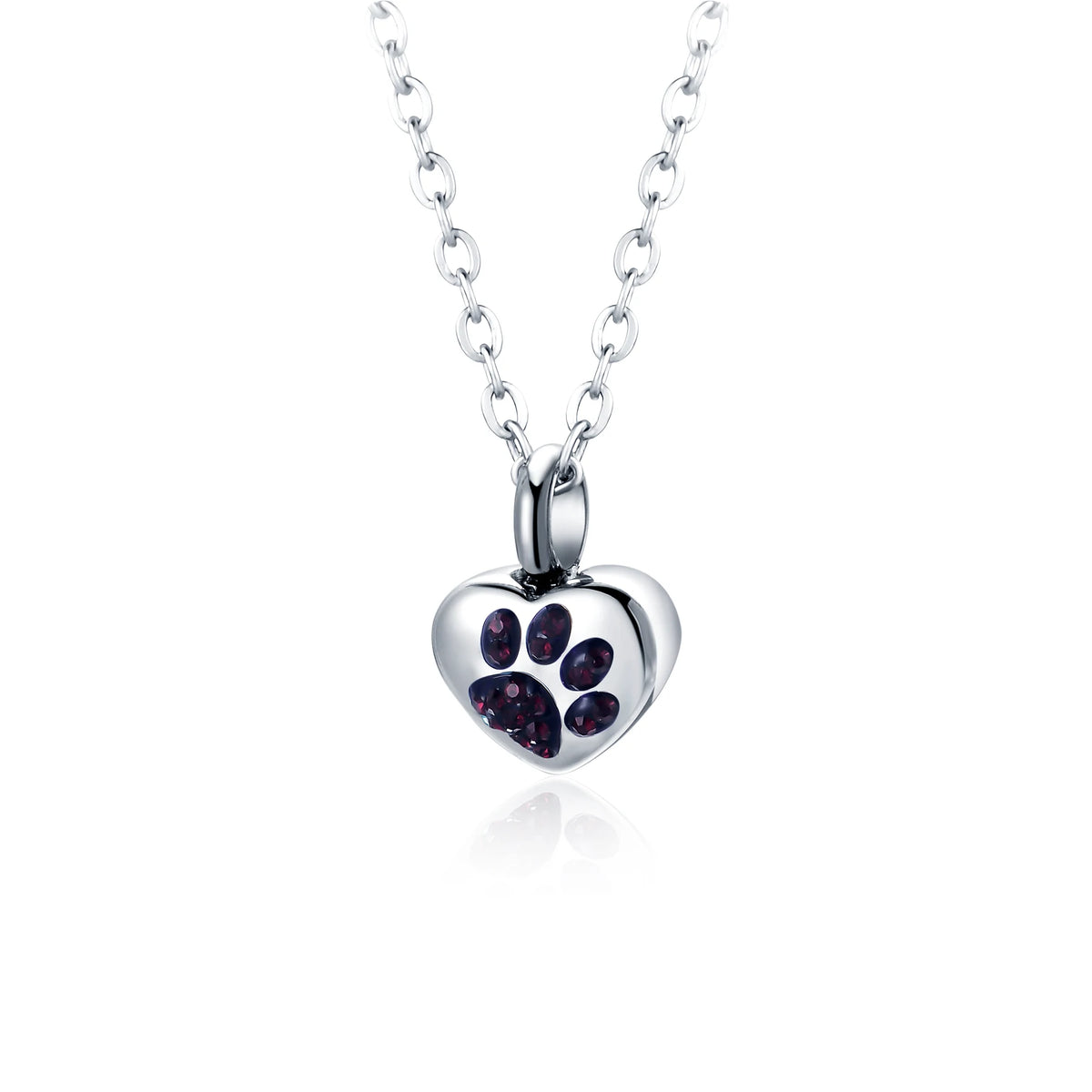 Heart Paw Print Pet Cremation Urn Necklace