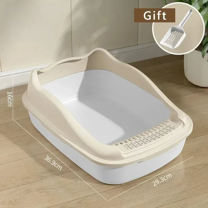 Small Cat Litter Box With Cat Ear Rim, Kitten Litter Pan With Scoop