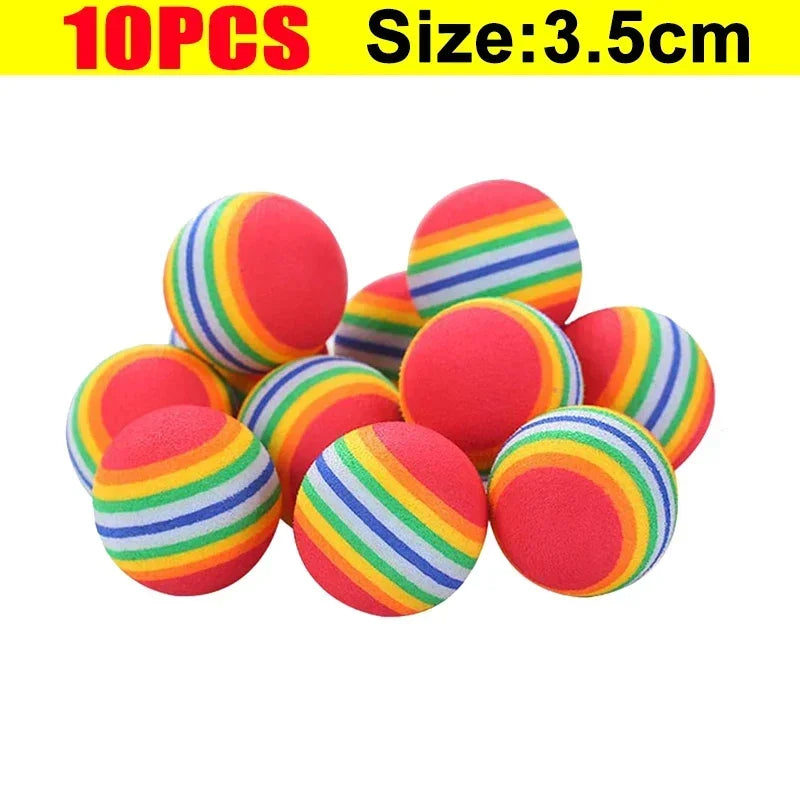 Rainbow Foam Cat Balls, Soft Lightweight Chase Toys in Packs of 10 to 100
