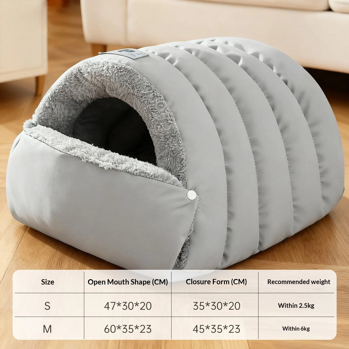 Dual-Mode Cat Cave Sleeping Bag with Snap Front