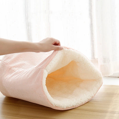 Convertible Cat Bucket Bed and Sleeping Bag with Fleece Lining