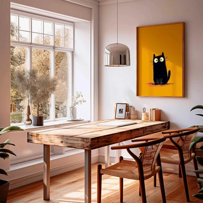 Art mural chat noir et blanc