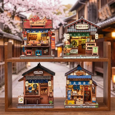 DIY Japanese Mini Store Kit with Light, Miniature Book Nook
