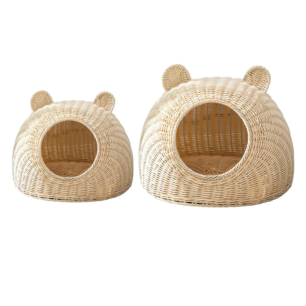 Imitation Rattan Cat Bed House with Front Opening