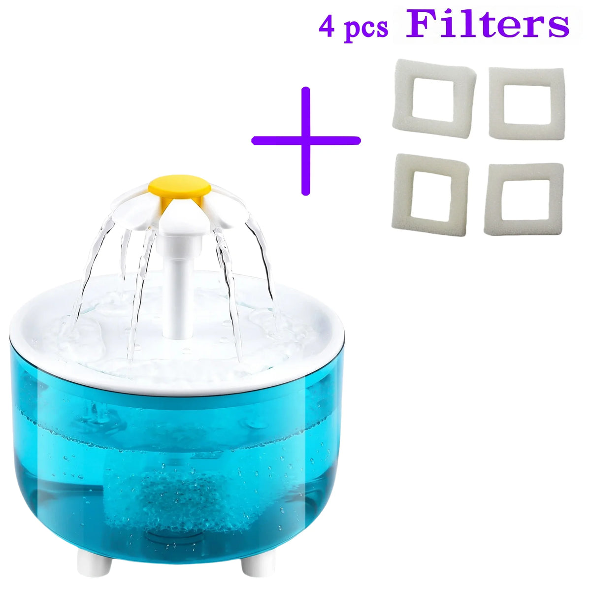 Flower Cat Water Fountain, 1.2L USB Drinking Fountain With 4 Filters