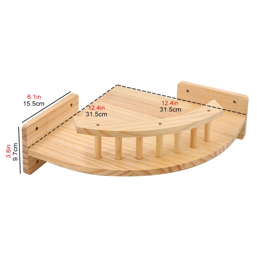 Wall-Mounted Cat Shelves and Climbing Set, Solid Wood Pieces to Mix and Match