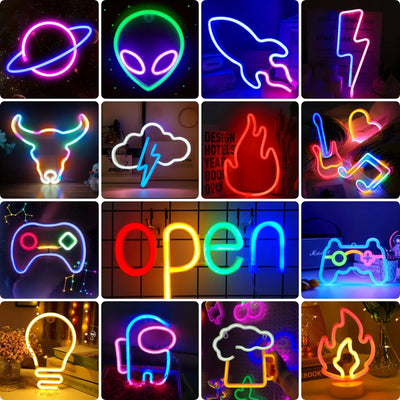 Cat Neon Sign, LED Cat Silhouette Wall Light, USB or Battery Powered