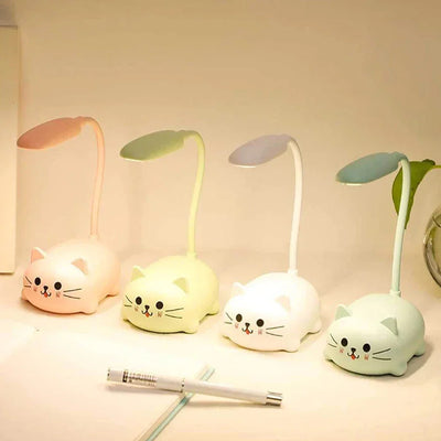Cat Desk Lamp, Rechargeable Mini LED Lamp With Flexible Neck