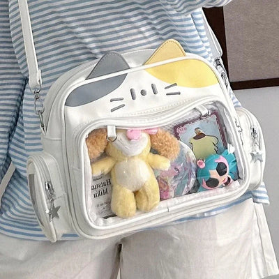 Cat Ears Handbag with Transparent Pocket Backpack