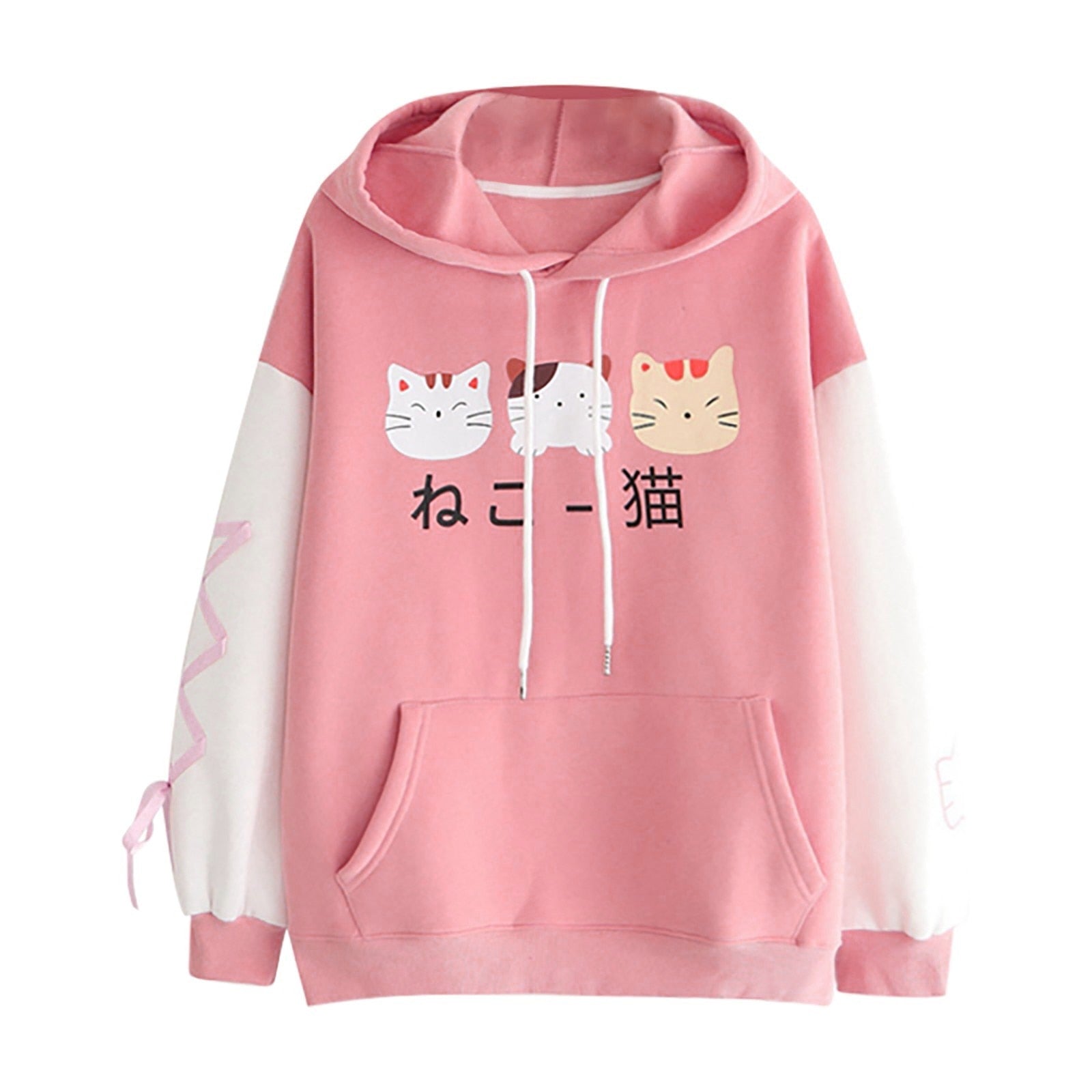 Anime Cat Hoodie - Pink / S