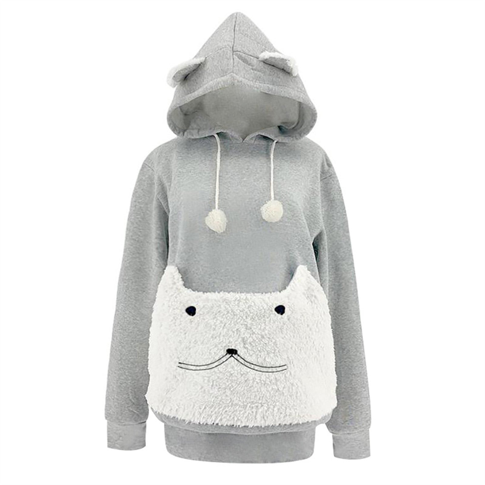 Big Cat hoodie Pouch - White / S