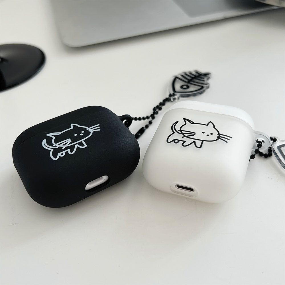 Black and White Cat Airpod Case - Cat airpod Case