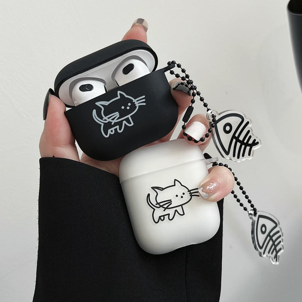 Black and White Cat Airpod Case - Cat airpod Case