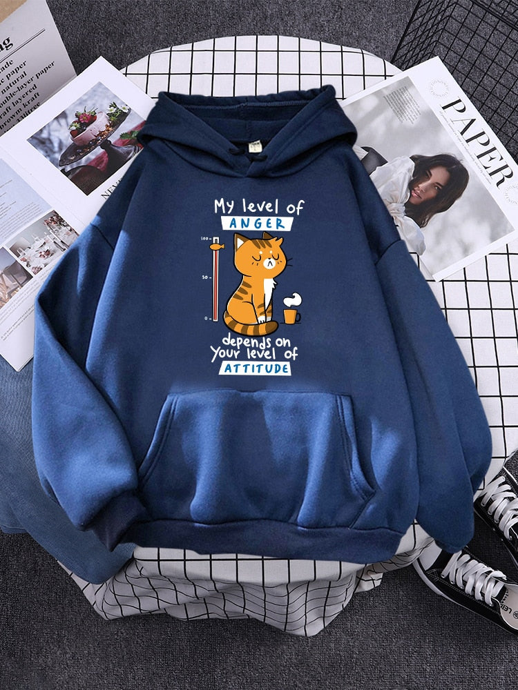 Black Cat Hoodie - Dark Blue / S