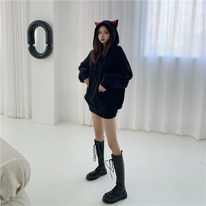 Black cat hoodie Dress