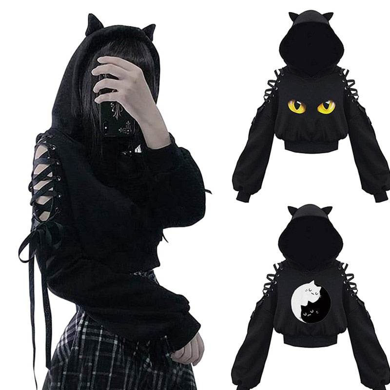 Black Cat hoodie with Ears