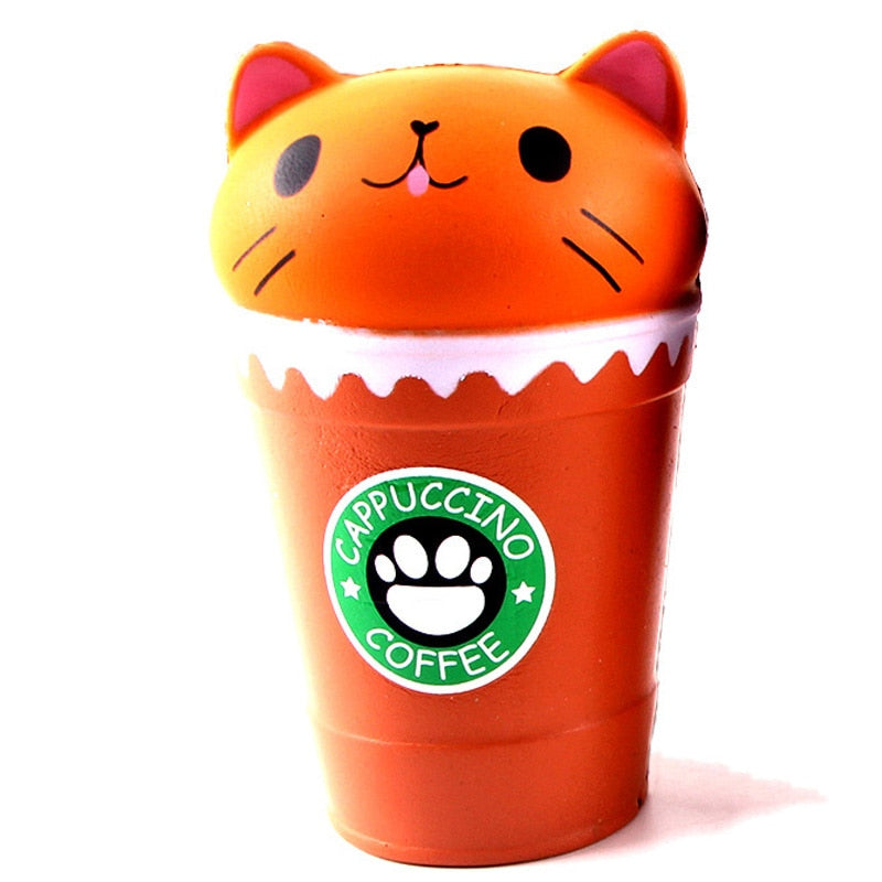 Cappuccino Coffee Cup Cat Squishy - Orange