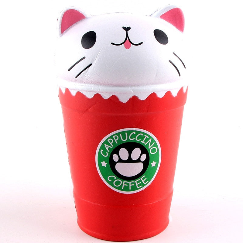 Cappuccino Coffee Cup Cat Squishy - Red