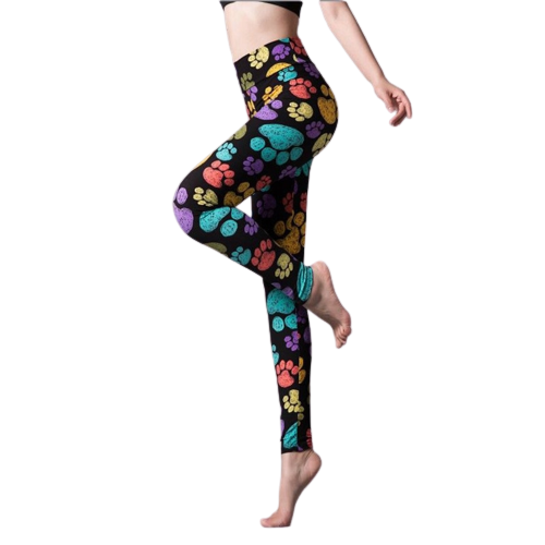 Colorful Cat Paw Leggings - Cat Leggings