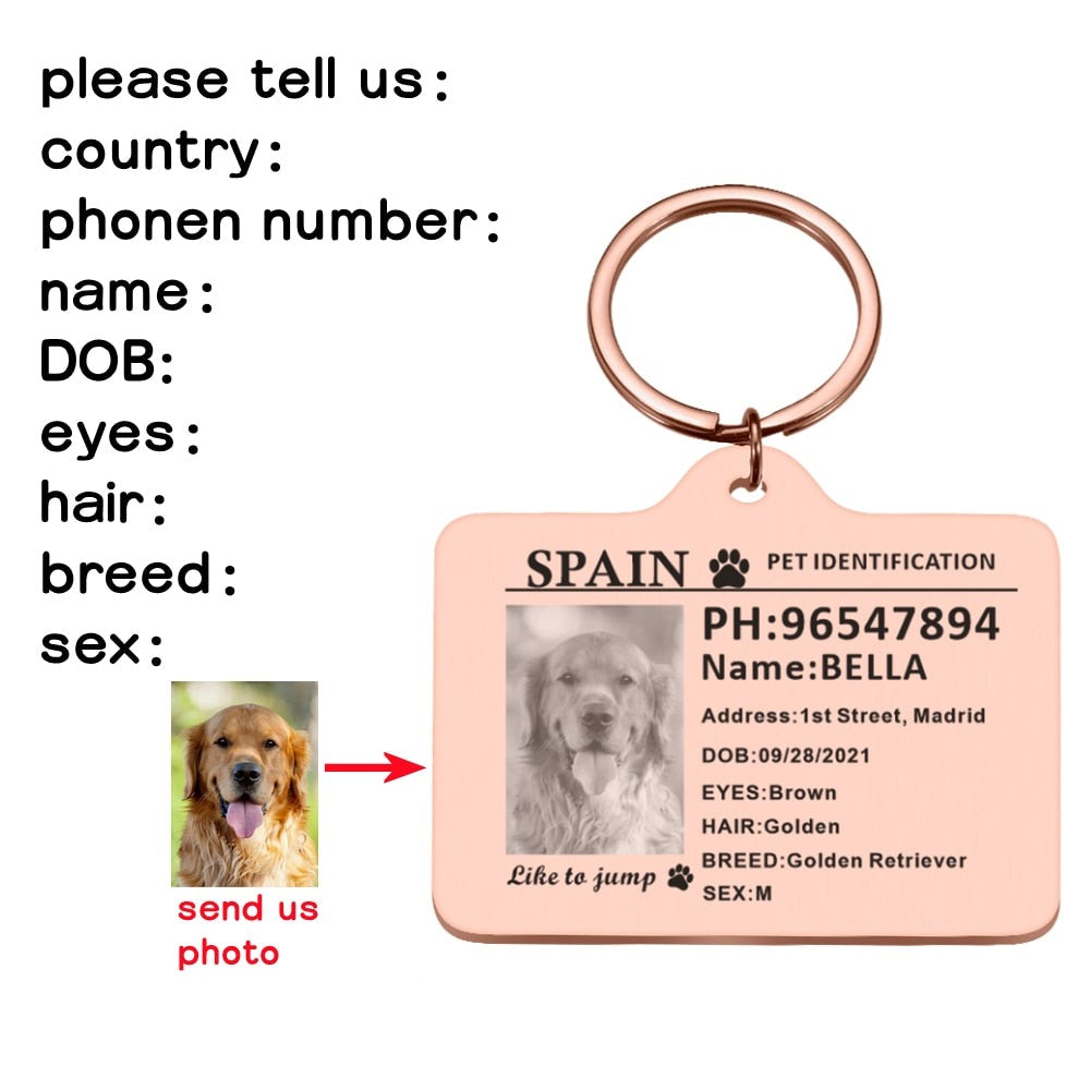 Custom Pet ID Tags - Rose / 30X40mm