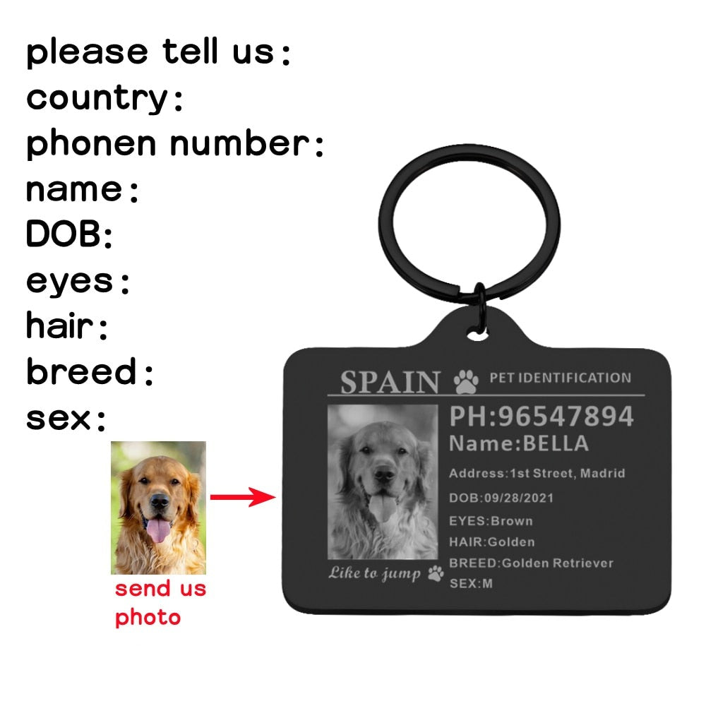 Custom Pet ID Tags - Black / 30X40mm