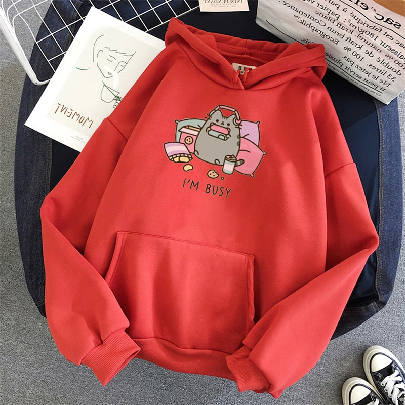Fat Cat Hoodie - red / XS