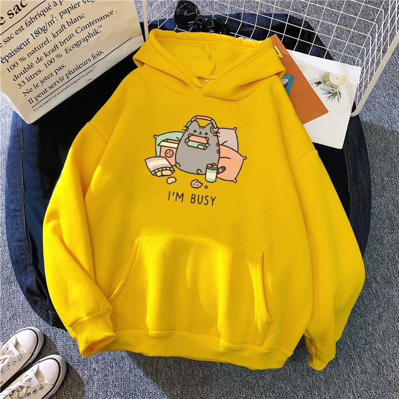 Fat Cat Hoodie - yellow / XS