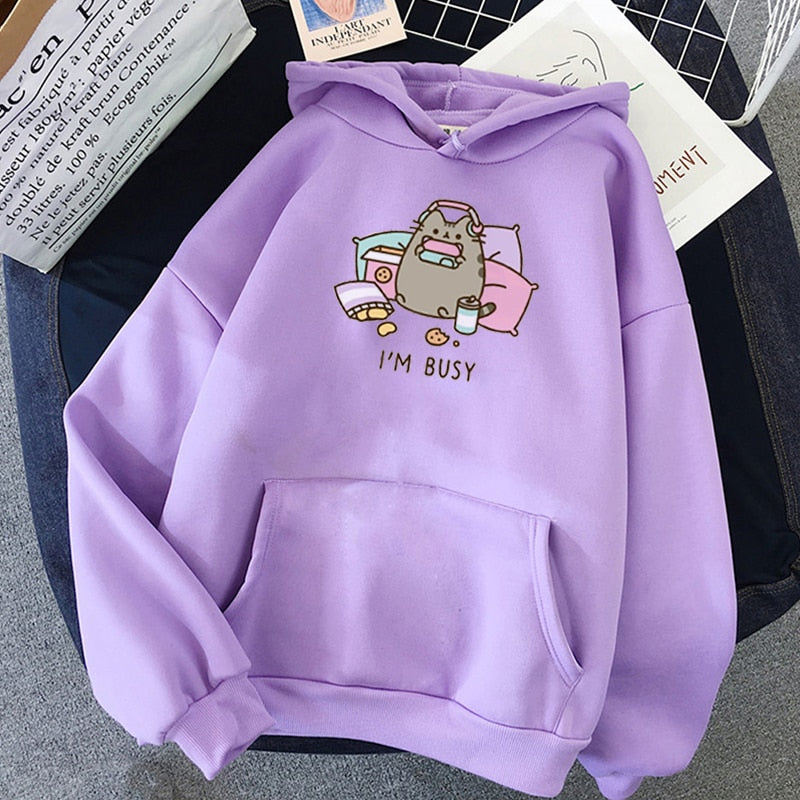 Fat Cat Hoodie - purple / XS