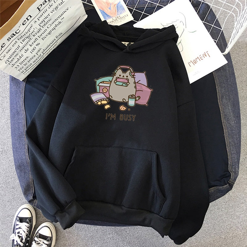 Fat Cat Hoodie - black / XS