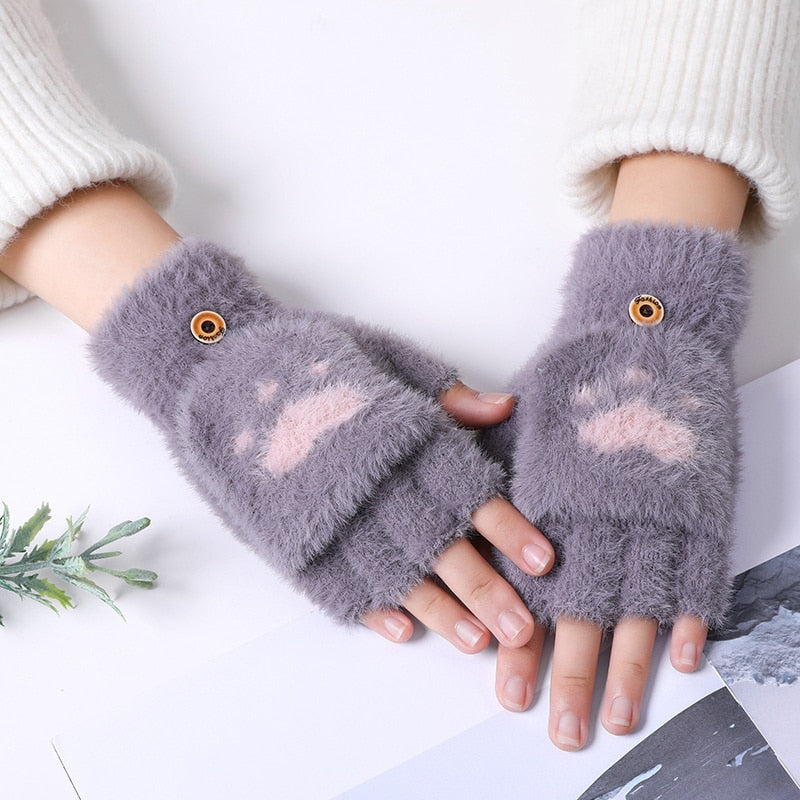 Fingerless Cat Gloves - Deep Grey / One Size