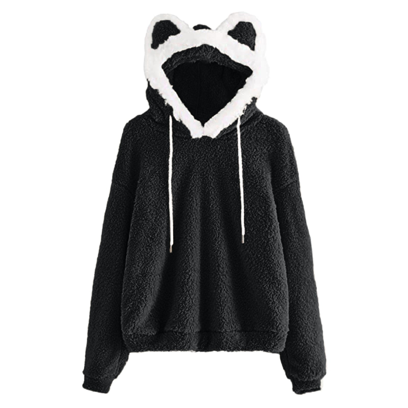 Fluffy Cat Hoodie - BLACK / S