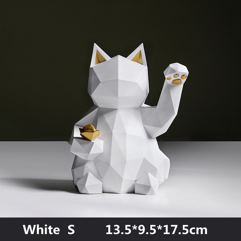 Geometric Maneki Neko - White (Size S)