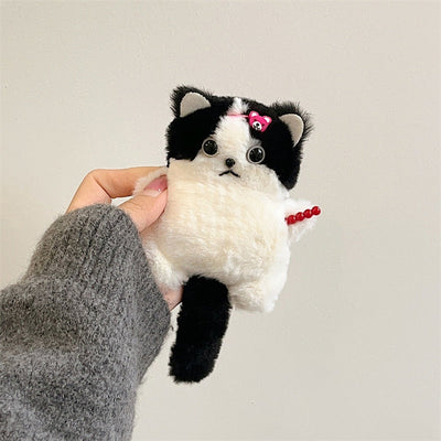 Kawaii Plush Cat Airpod case - Black / For Airpods1 or 2 -