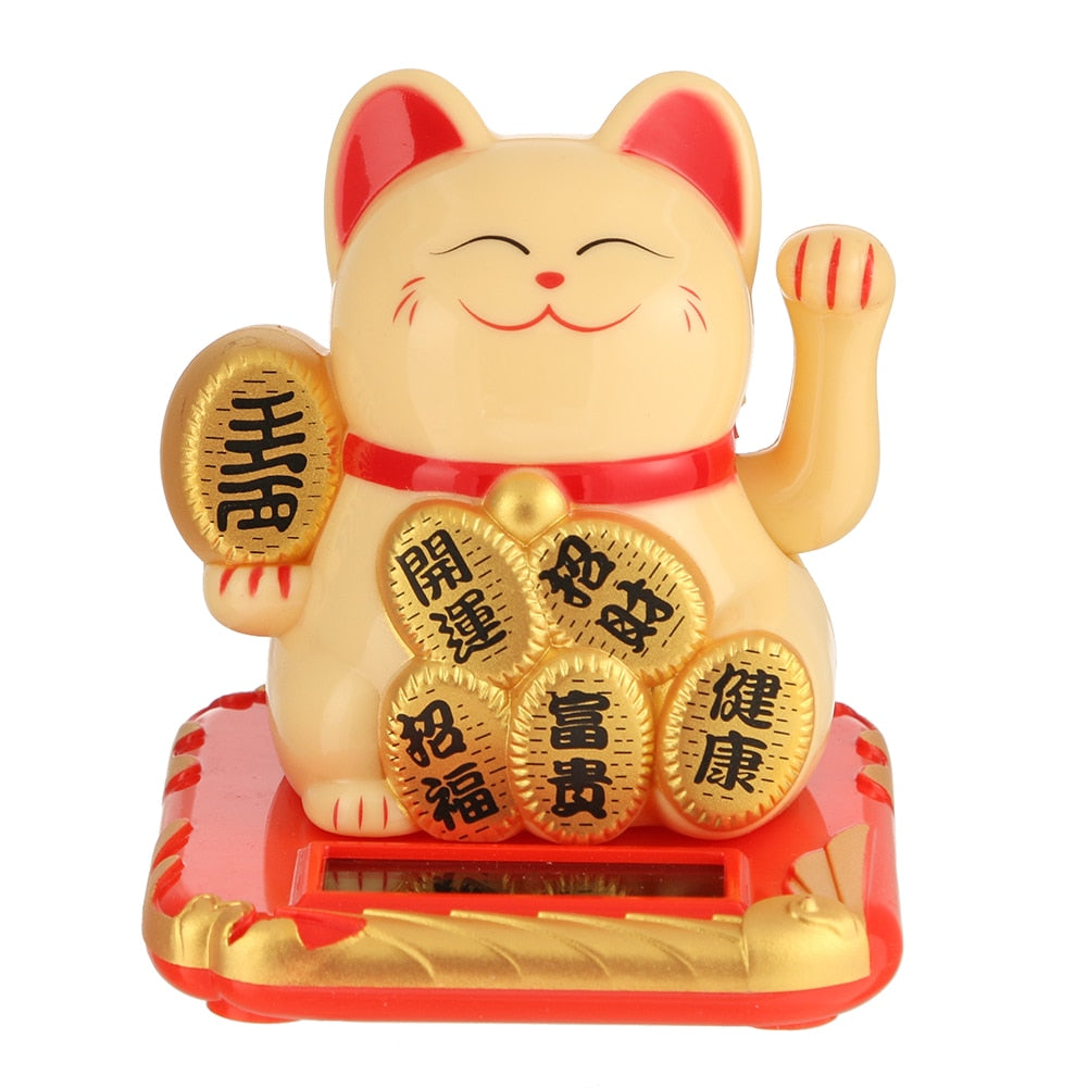 Maneki Neko Waving Cat - Yellow - Maneki Neko Waving Cat