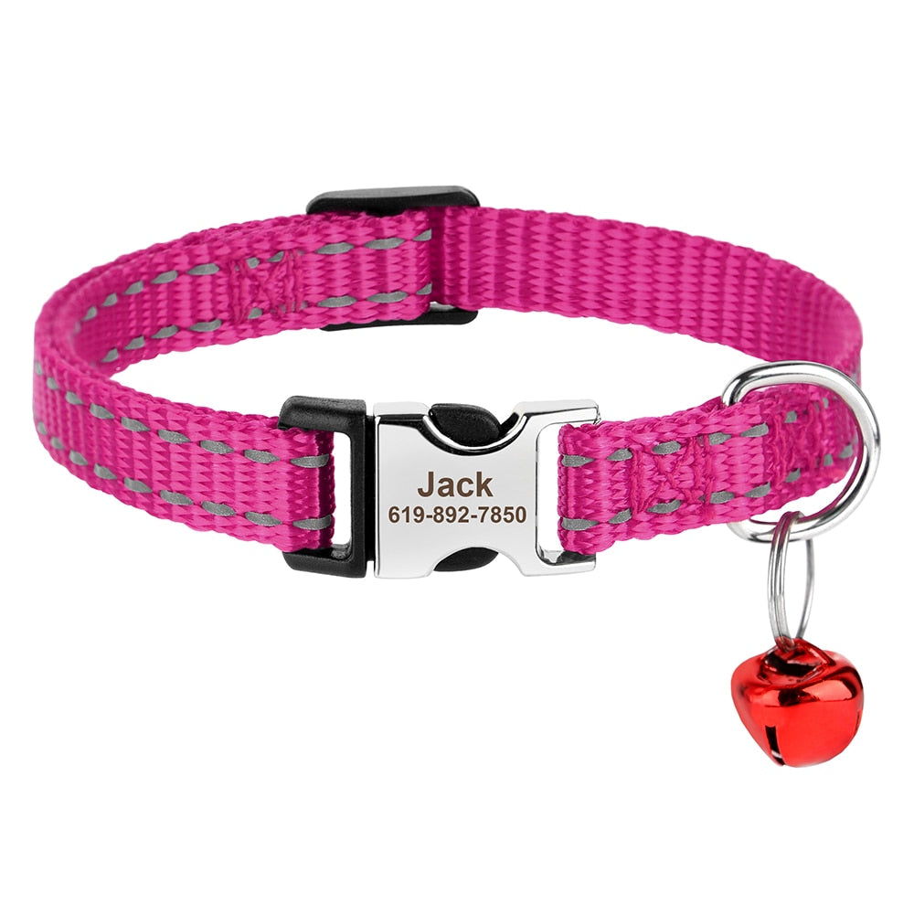 Personalized Cat Collar - DeepPink / S