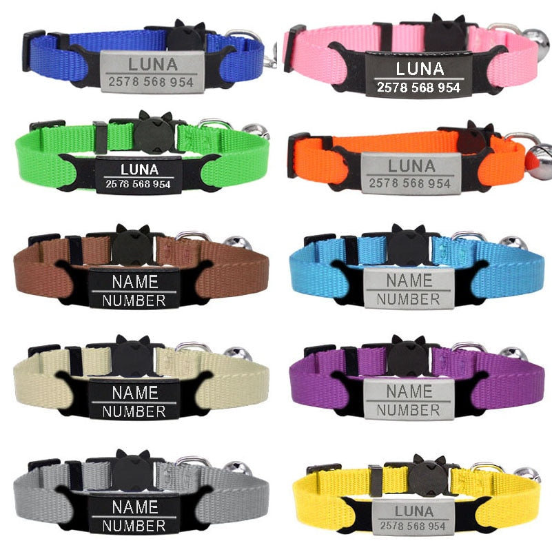 Personalized Cat Collar with Bell