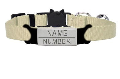 Personalized Cat Collar with Bell - Wheat