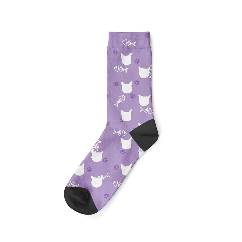 Personalized Cat Socks - Cat-Purple