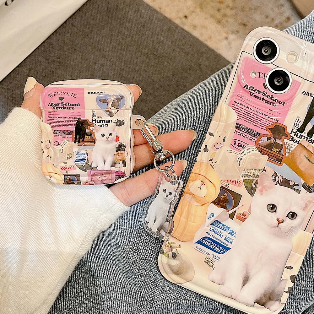 Pink Cat Airpod Case - Cat airpod Case